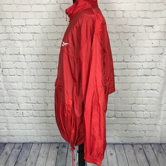Vintage 90s Reebok Red 1/2 Zip Pullover Mesh Vented Windbreaker | Mens Large - Picture 3 of 5